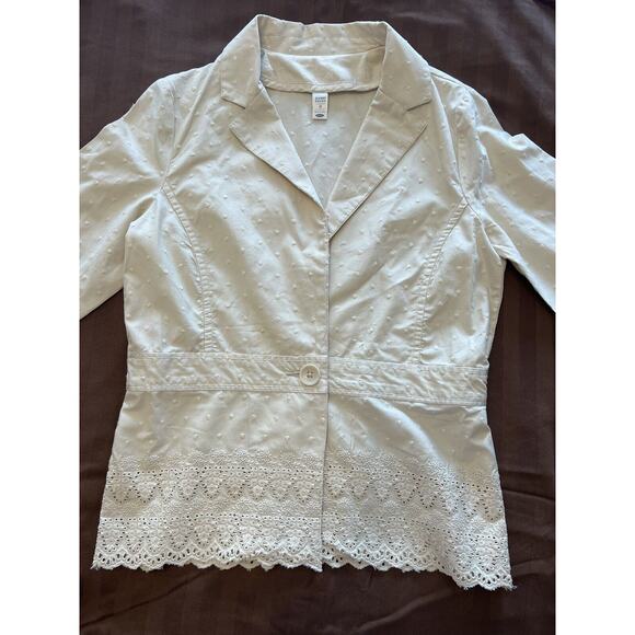 Vintage Old Navy Cream Cotton 1 Button Blazer/Jacket Women's Medium - Picture 5 of 14